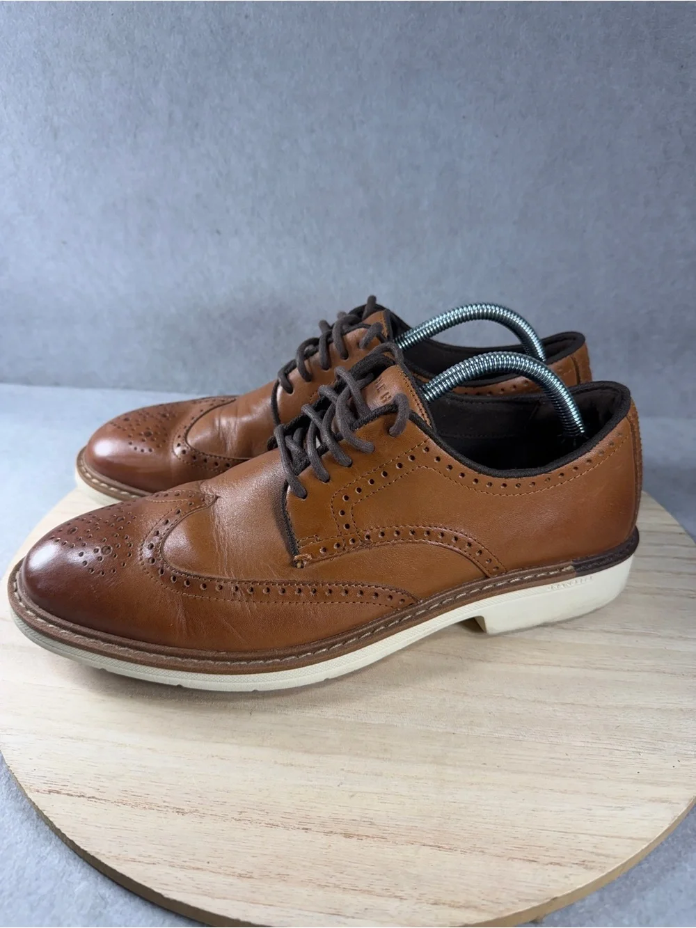 Cole Haan Go To Wing Oxford Men 9 M British Tan Leather Wingtip Shoes C34120